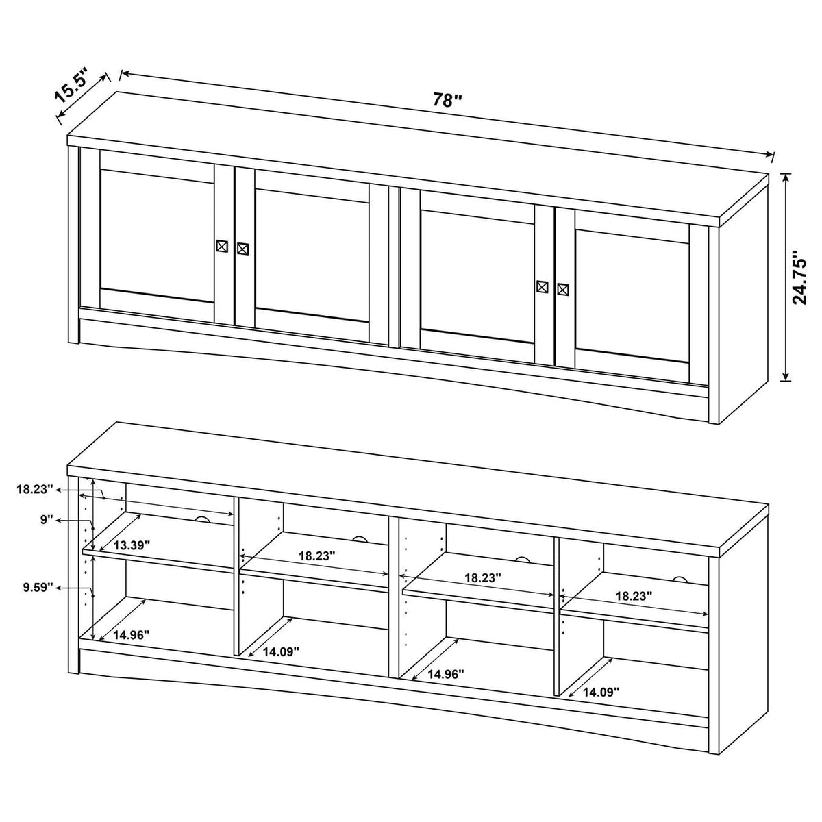 724123 Laughlin 4-door Engineered Wood 78-inch TV Stand Dark Pine