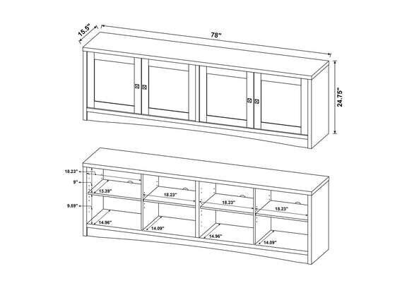 724123 Laughlin 4-door Engineered Wood 78-inch TV Stand Dark Pine