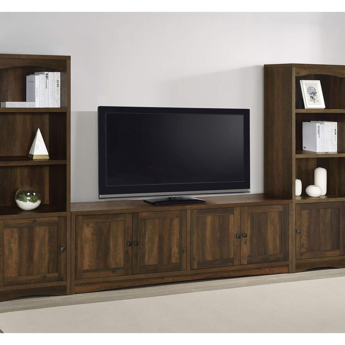 724123 Laughlin 4-door Engineered Wood 78-inch TV Stand Dark Pine