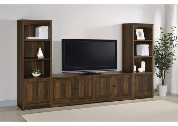 724124 Laughlin 4-shelf Engineered Wood Media Tower Dark Pine