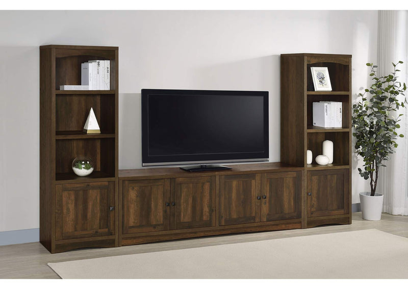 724124 Laughlin 4-shelf Engineered Wood Media Tower Dark Pine