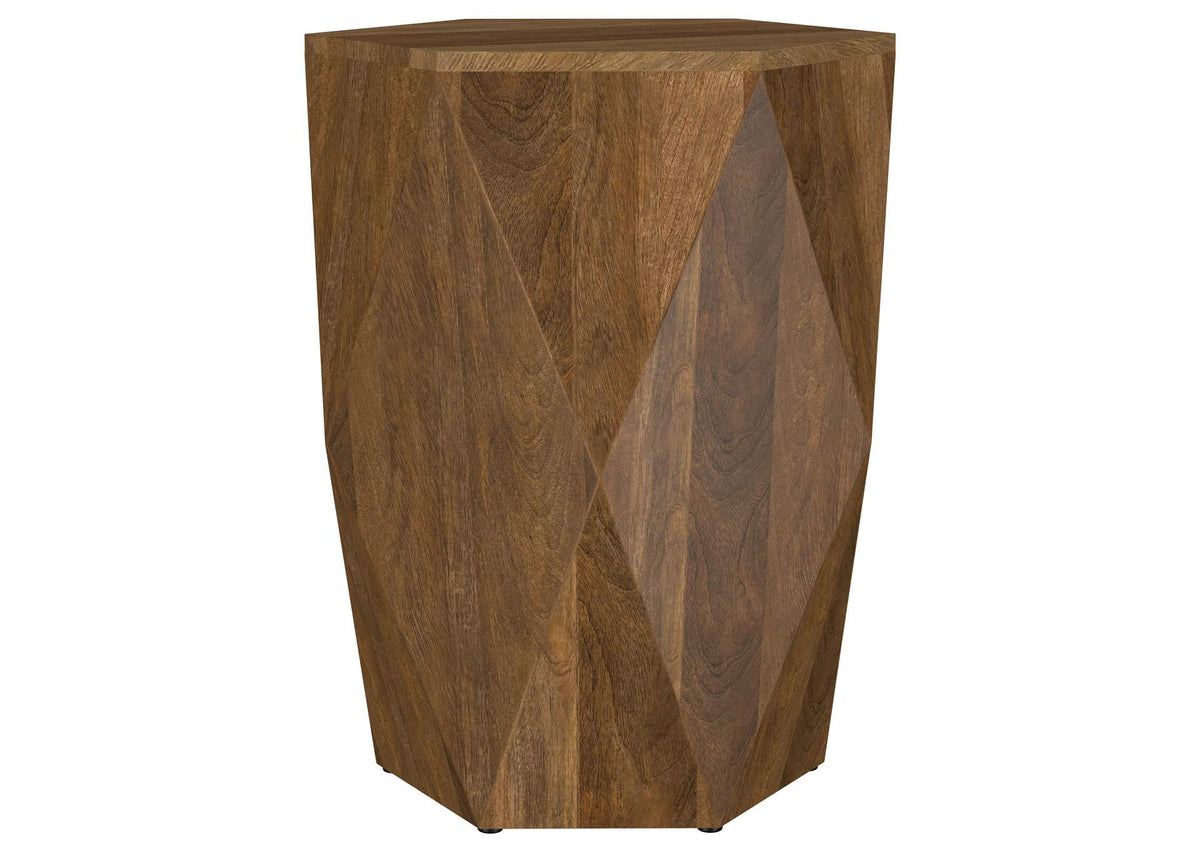 724187 Zalika Hexagonal Solid Mango Wood End Table Natural