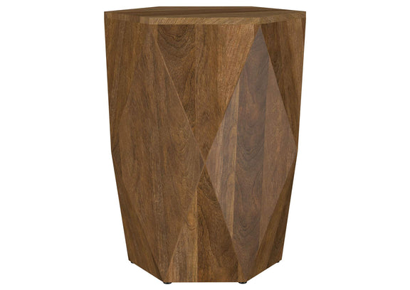 724187 Zalika Hexagonal Solid Mango Wood End Table Natural