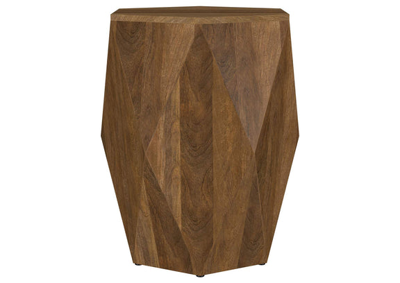 724187 Zalika Hexagonal Solid Mango Wood End Table Natural