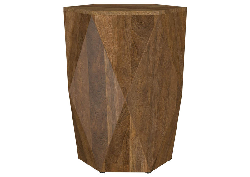 724187 Zalika Hexagonal Solid Mango Wood End Table Natural