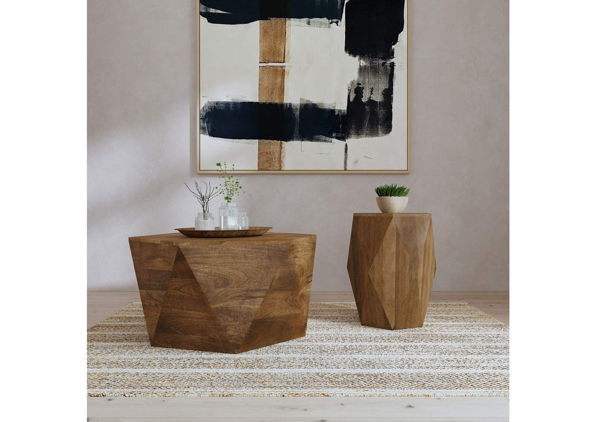 724188-S2 Zalika 2-piece Solid Wood Coffee and End Table Set Natural