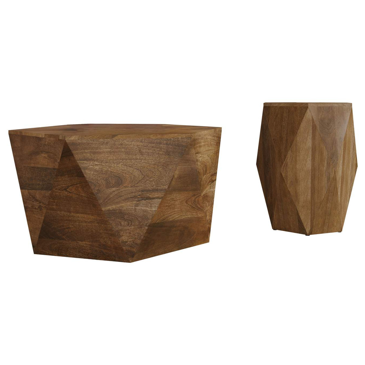 724188-S2 Zalika 2-piece Solid Wood Coffee and End Table Set Natural