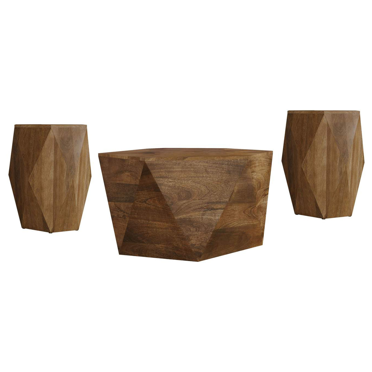 724188-S3 Zalika 3-piece Solid Wood Coffee and End Table Set Natural