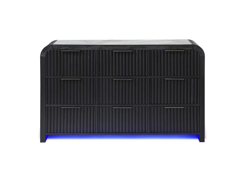 BECKETT-WHT_BLK-DR_W_LED BECKETT WHT - BLK DRESSER WITH LED