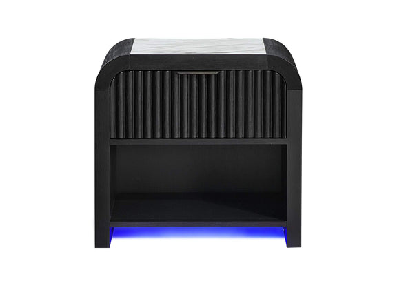 BECKETT-WHT_BLK-NS_W_LED_&_SPEAKER BECKETT WHT - BLK NIGHTSTAND W - LED & SPEAKER