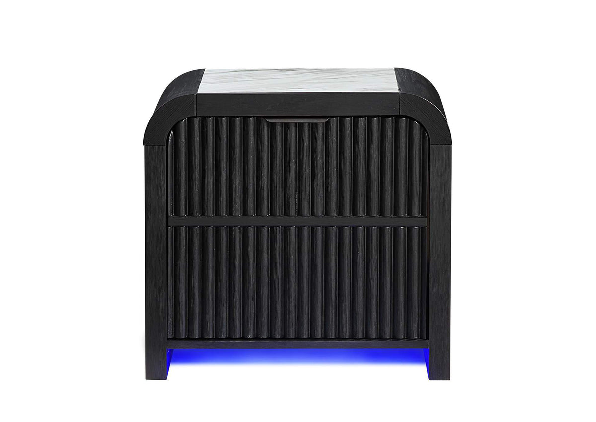 BECKETT-WHT_BLK-NS_W_LED_COOLER_&_SPEAKER BECKETT WHITE - BLACK NIGHTSTAND WITH LED, COOLER AND SPEAKER
