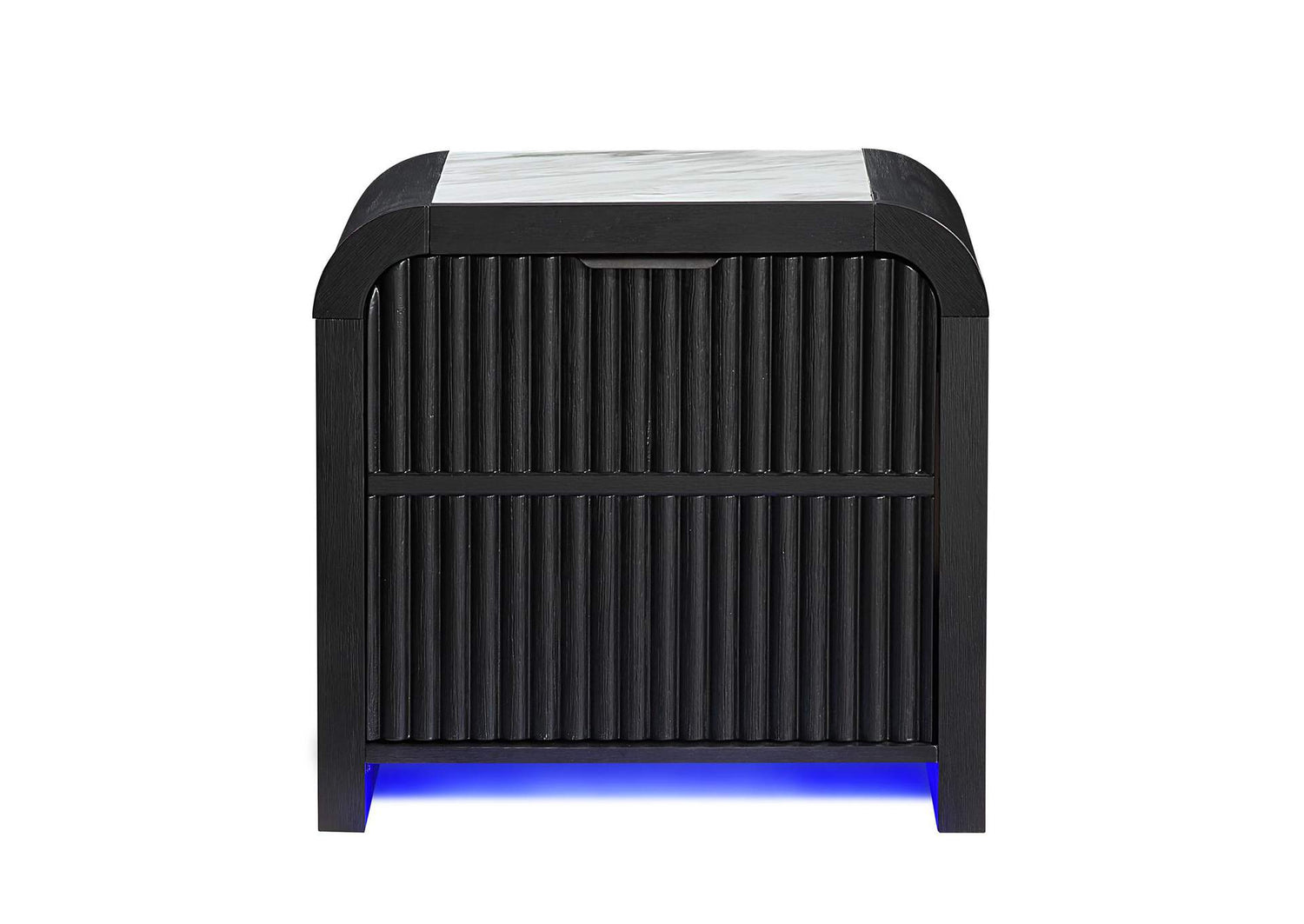 BECKETT-WHT_BLK-NS_W_LED_COOLER_&_SPEAKER BECKETT WHITE - BLACK NIGHTSTAND WITH LED, COOLER AND SPEAKER