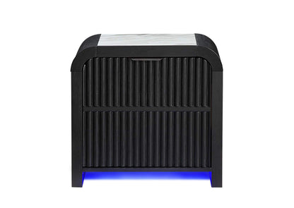 BECKETT-WHT_BLK-NS_W_LED_COOLER_&_SPEAKER BECKETT WHITE - BLACK NIGHTSTAND WITH LED, COOLER AND SPEAKER