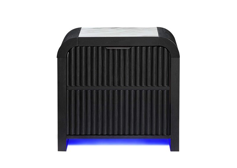 BECKETT-WHT_BLK-NS_W_LED_COOLER_&_SPEAKER BECKETT WHITE - BLACK NIGHTSTAND WITH LED, COOLER AND SPEAKER