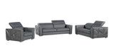Gray leather sofa set on a white background