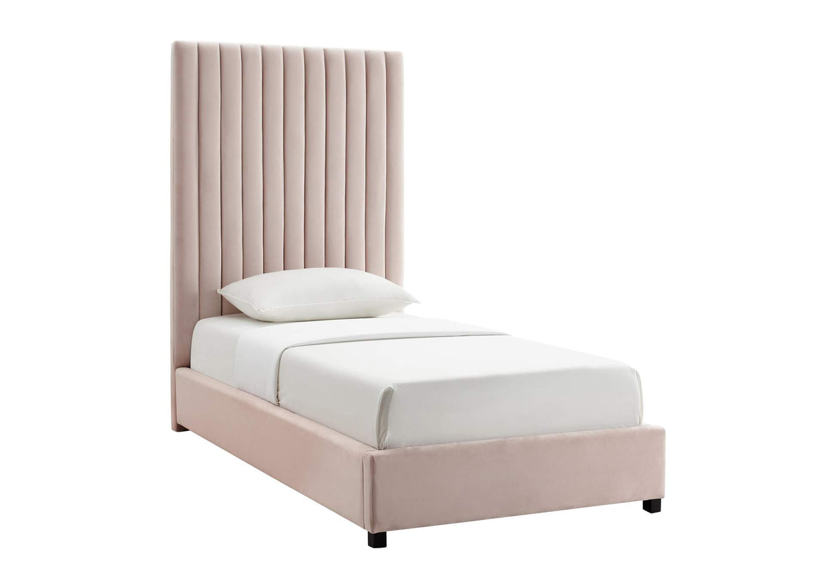 TOV-B6333 Arabelle Blush Velvet Twin Bed