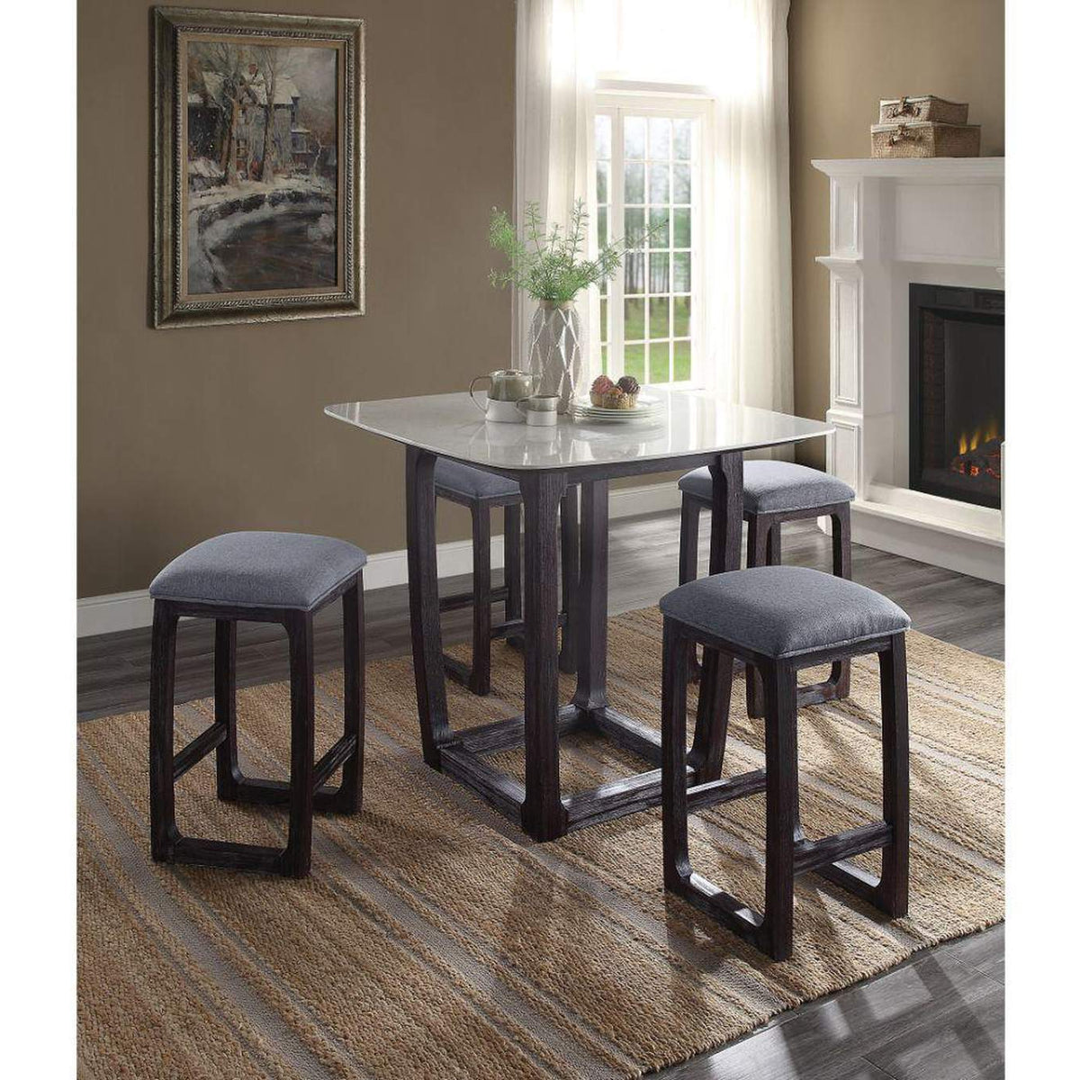 72935 Razo Counter Height Table with Marble Top