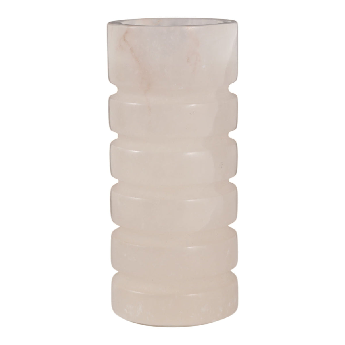 8" Solica Alibaster Candleholder - Beige