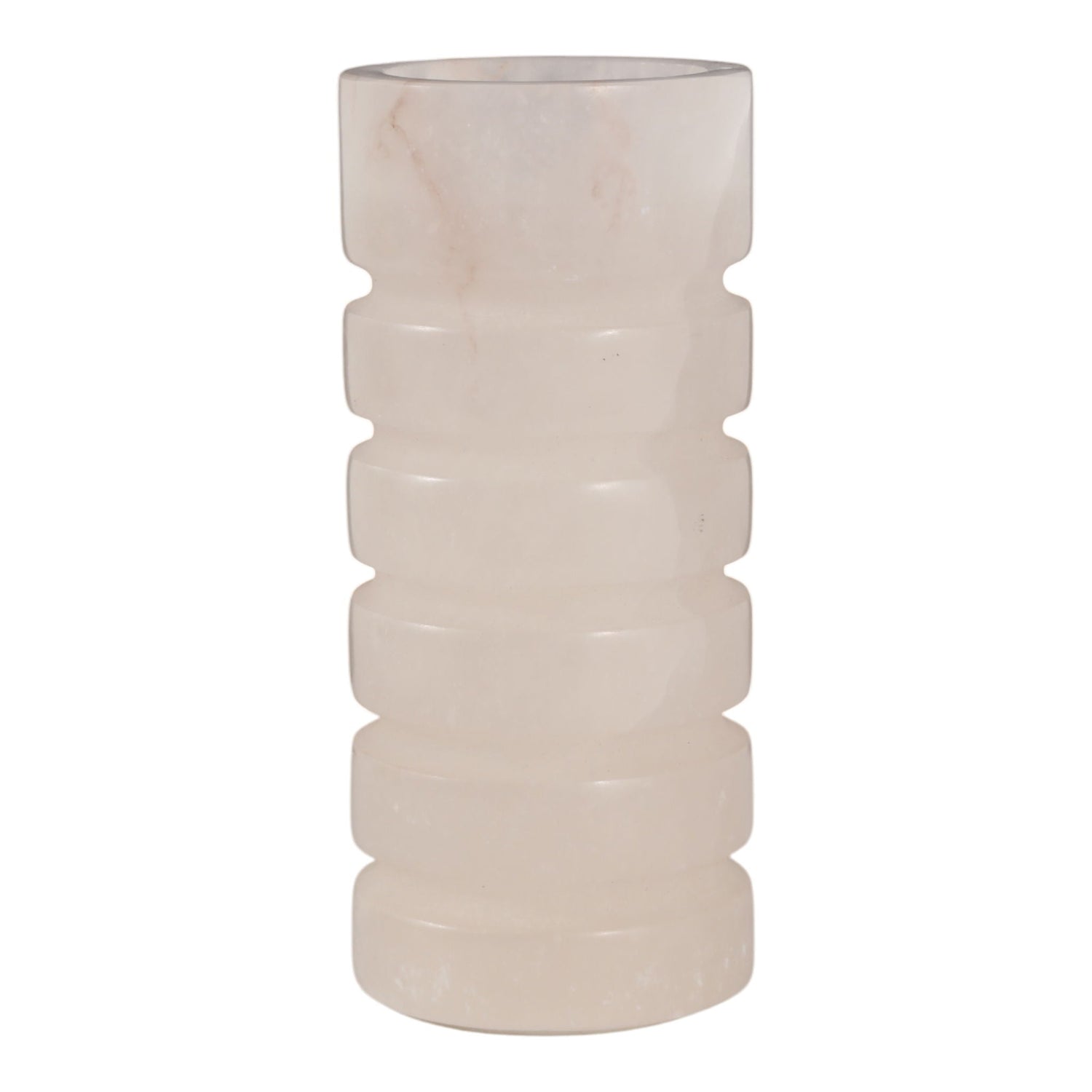 8" Solica Alibaster Candleholder - Beige