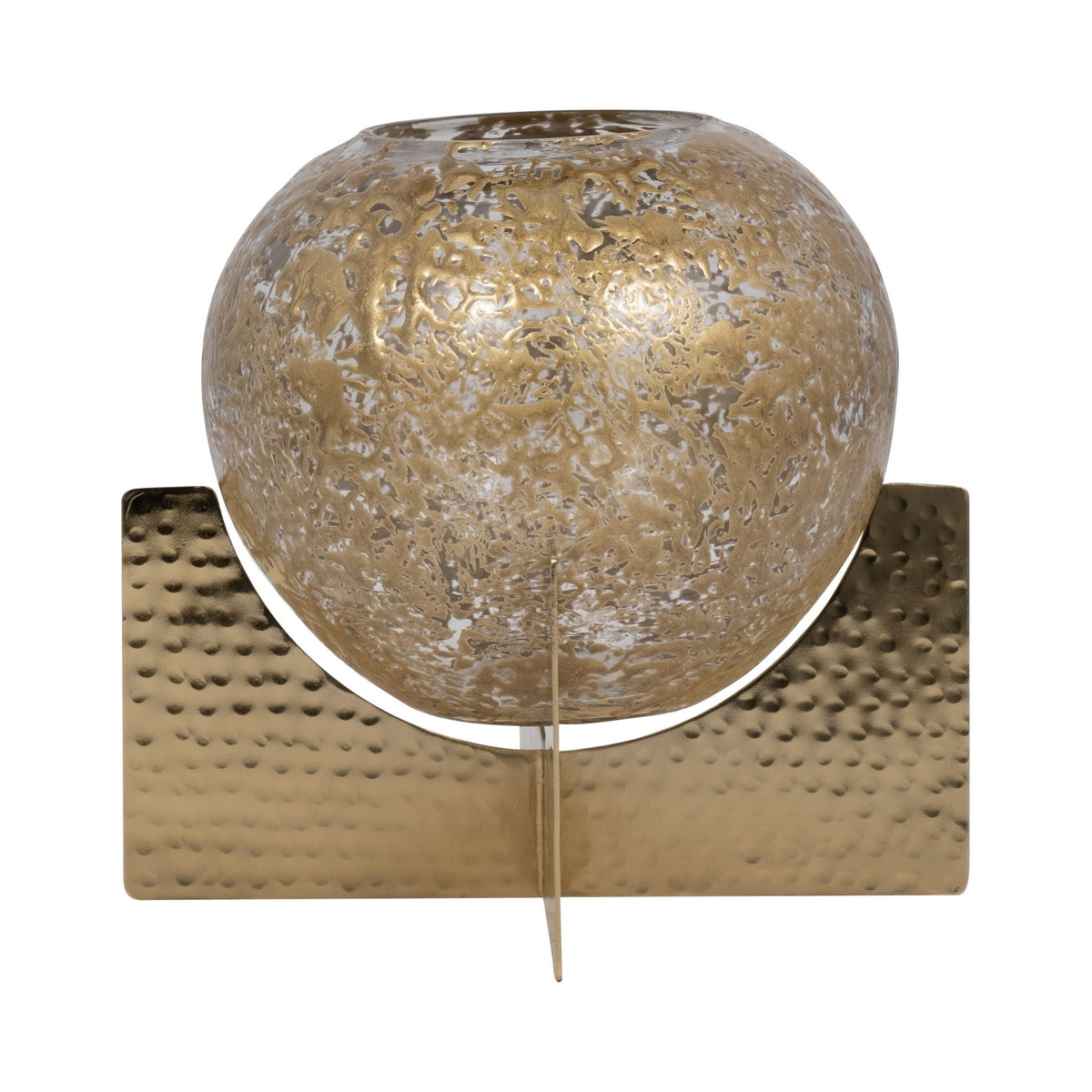 Glass 8" Hurricane Orb - Clear/Gold