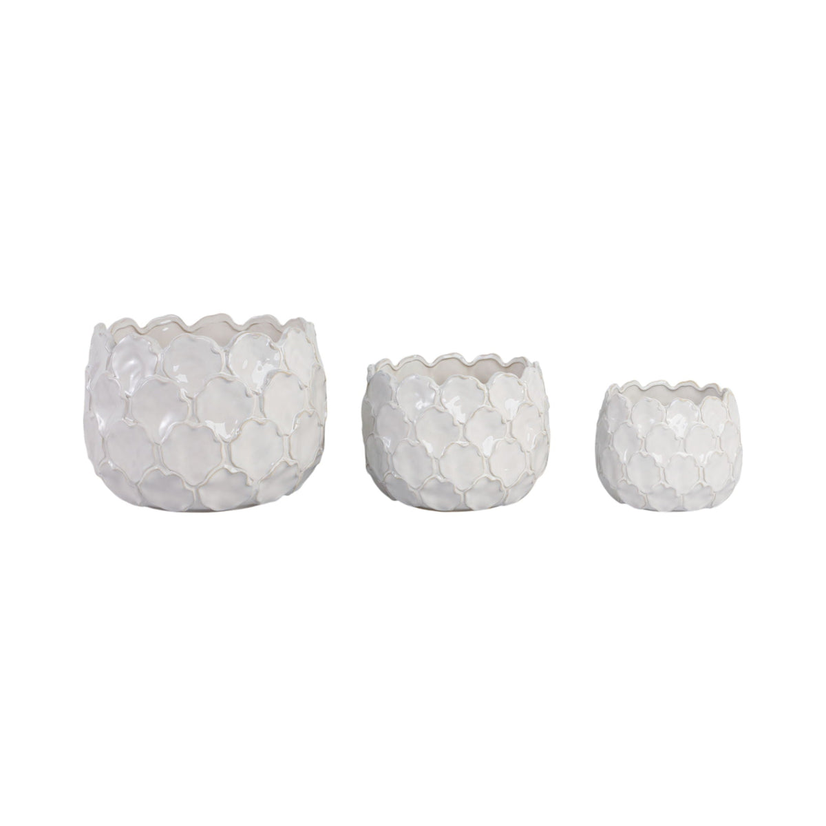 9" / 12" / 15" Cloudy Petal Planters (Set of 3) - White