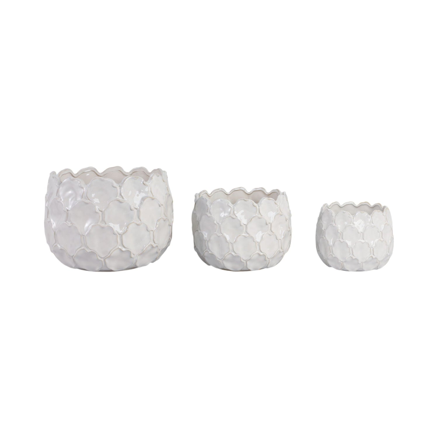 9" / 12" / 15" Cloudy Petal Planters (Set of 3) - White