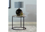 736027 Lainey Round Faux Marble Side End Table Grey