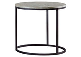Lainey Round Faux Marble Side End Table Grey