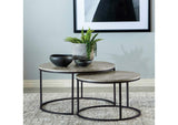 Lainey 2-piece Round Faux Marble Nesting Coffee Table Grey