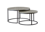 736028 Lainey 2-piece Round Faux Marble Nesting Coffee Table Grey