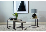 736028 Lainey 2-piece Round Faux Marble Nesting Coffee Table Grey