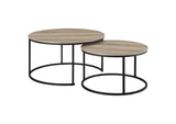 736040 Lainey 2-piece Round Nesting Coffee Table Distressed Pine