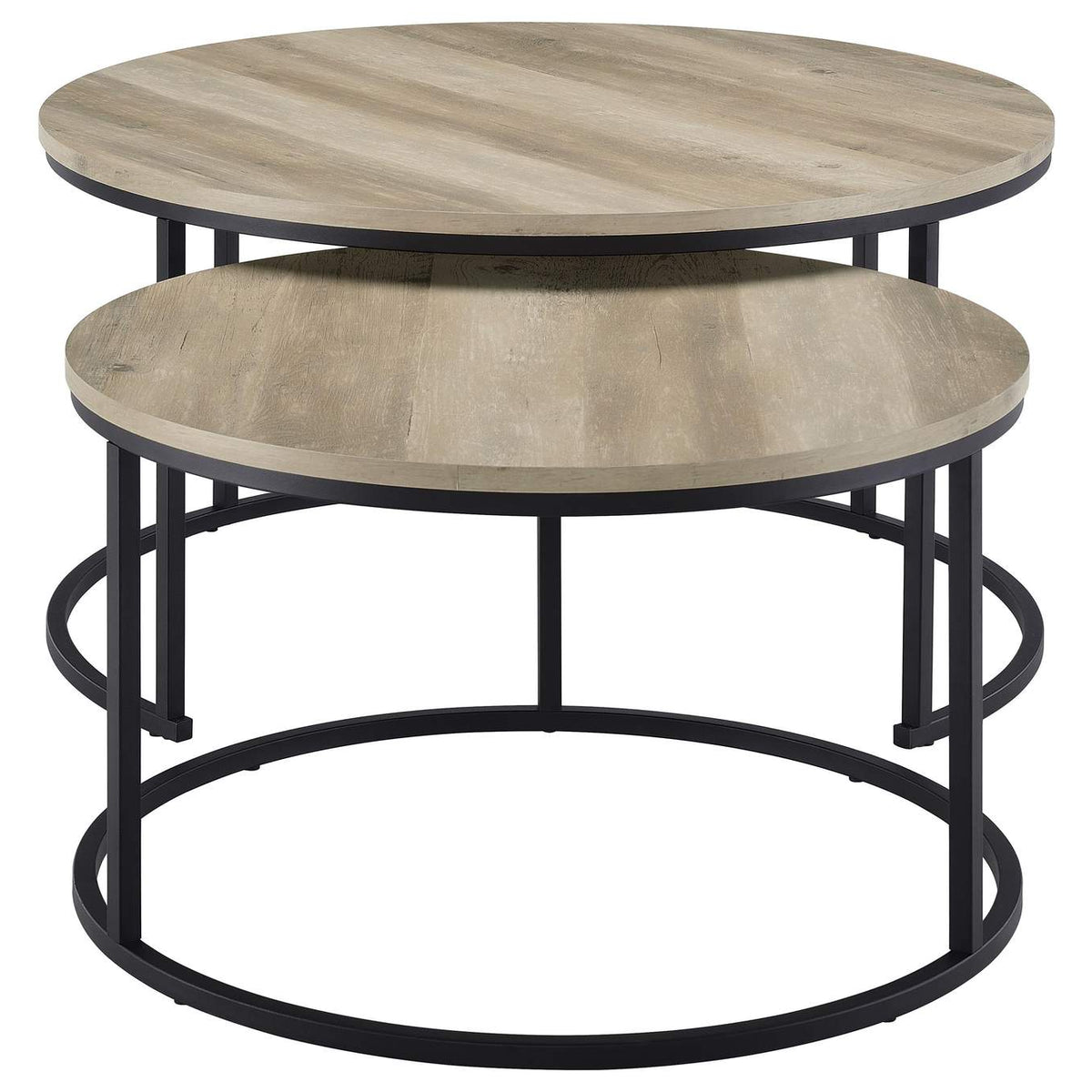 736040 Lainey 2-piece Round Nesting Coffee Table Distressed Pine
