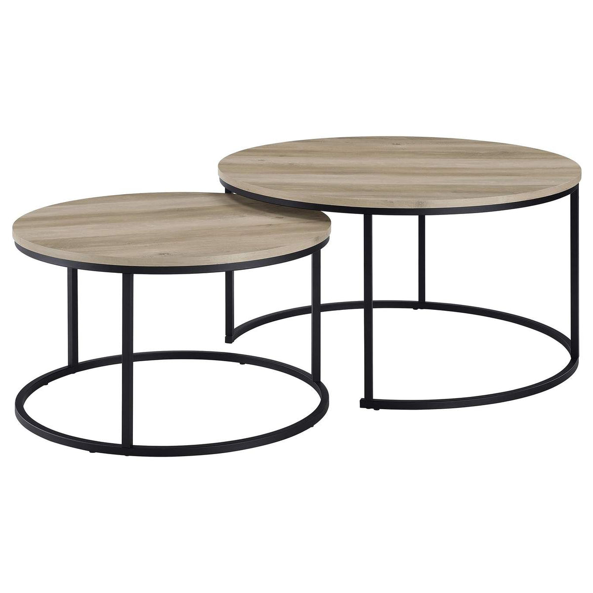 736040 Lainey 2-piece Round Nesting Coffee Table Distressed Pine