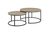 736040 Lainey 2-piece Round Nesting Coffee Table Distressed Pine