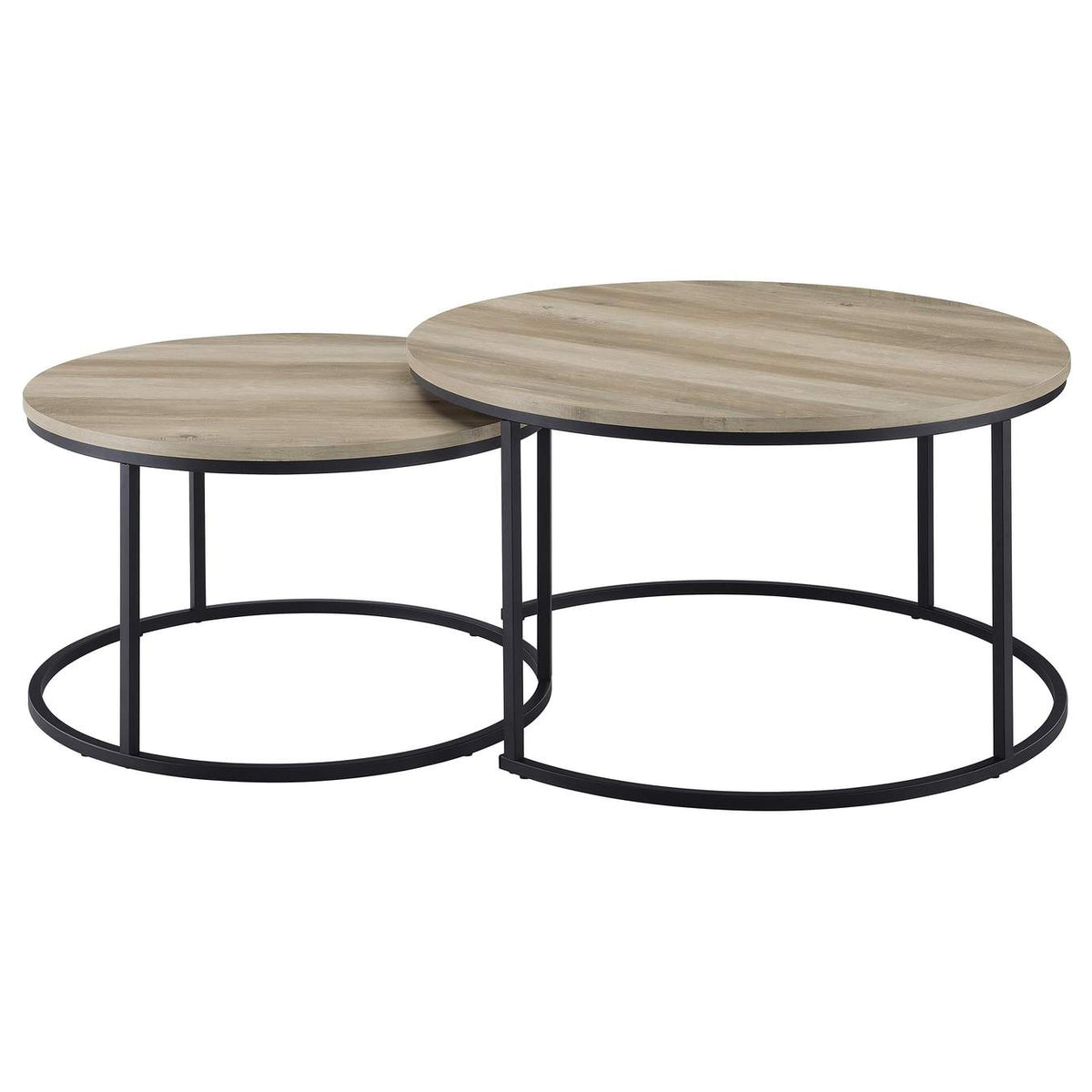 736040 Lainey 2-piece Round Nesting Coffee Table Distressed Pine