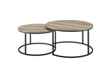 736040 Lainey 2-piece Round Nesting Coffee Table Distressed Pine