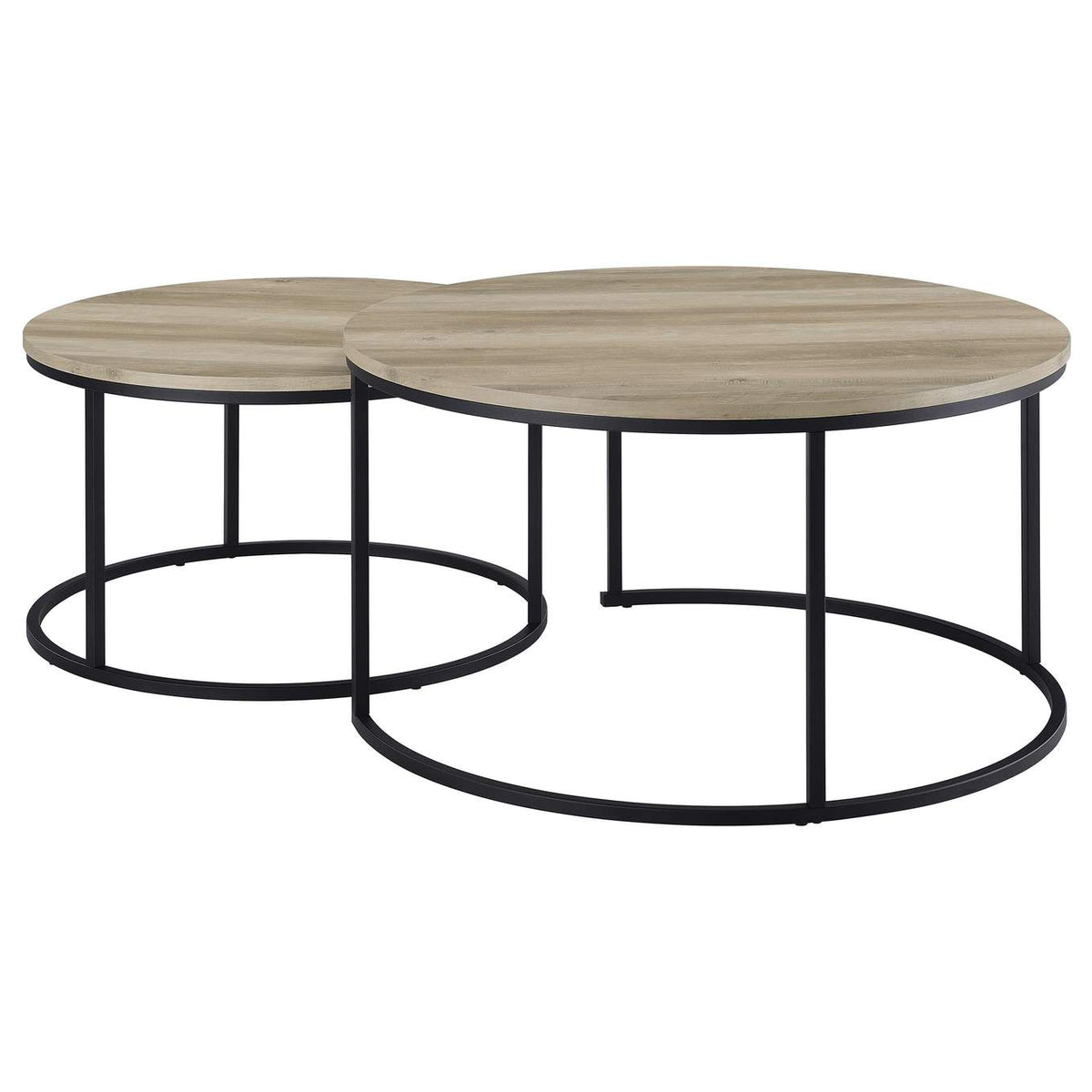 736040 Lainey 2-piece Round Nesting Coffee Table Distressed Pine