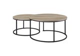 736040 Lainey 2-piece Round Nesting Coffee Table Distressed Pine