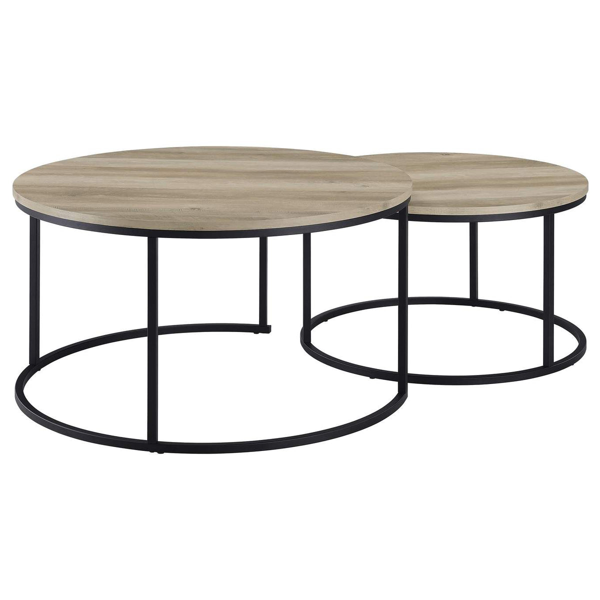 736040 Lainey 2-piece Round Nesting Coffee Table Distressed Pine