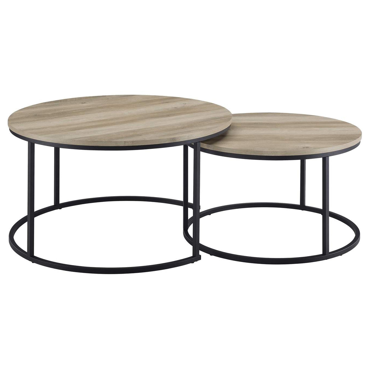 736040 Lainey 2-piece Round Nesting Coffee Table Distressed Pine