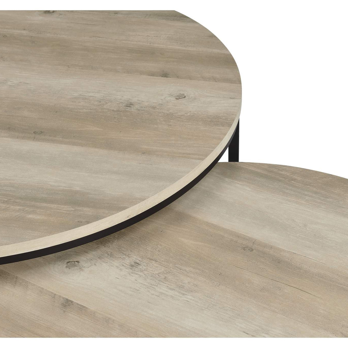 736040 Lainey 2-piece Round Nesting Coffee Table Distressed Pine