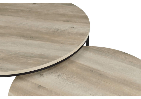 736040 Lainey 2-piece Round Nesting Coffee Table Distressed Pine
