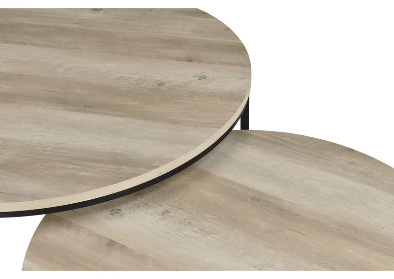 736040 Lainey 2-piece Round Nesting Coffee Table Distressed Pine
