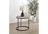 736047 Lainey Round Occasional Side End Table Distressed Pine