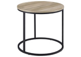 736047 Lainey Round Occasional Side End Table Distressed Pine