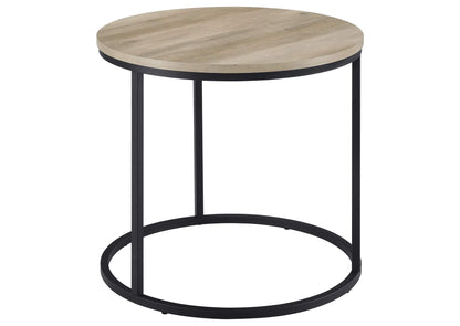 736047 Lainey Round Occasional Side End Table Distressed Pine