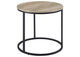 736047 Lainey Round Occasional Side End Table Distressed Pine