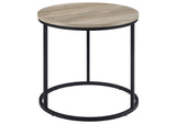 736047 Lainey Round Occasional Side End Table Distressed Pine