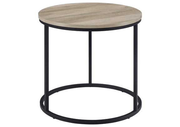736047 Lainey Round Occasional Side End Table Distressed Pine